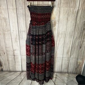 Boho Red and Black Maxi Dress